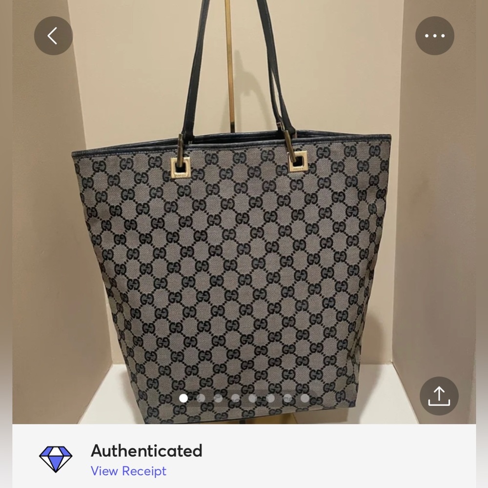 Gucci Shoulder Tote Bag Black/Grey GG Canvas